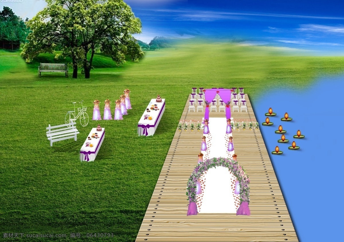 草坪 婚礼布置 效果图 布置 草坪婚礼 原创设计 其他原创设计
