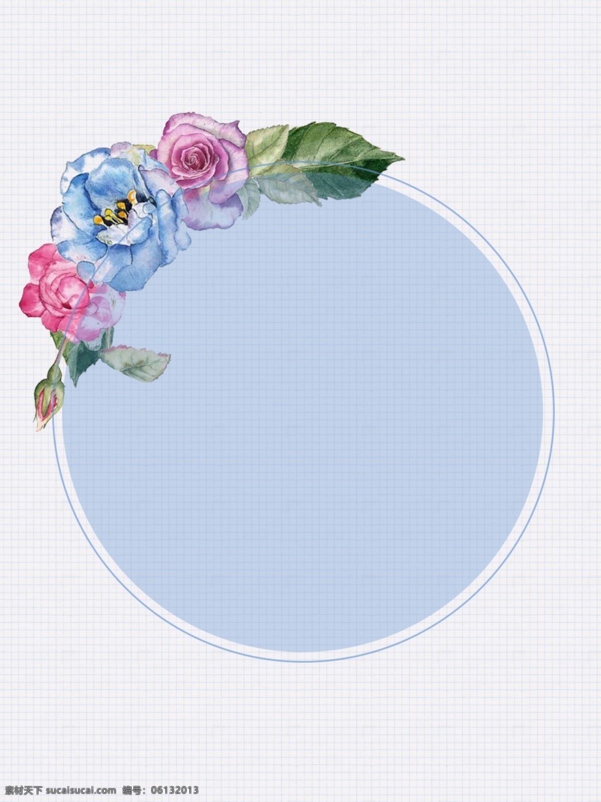 原创 小 清新 玫瑰 花朵 绿植 简约 高端 背景 小清新 蓝色
