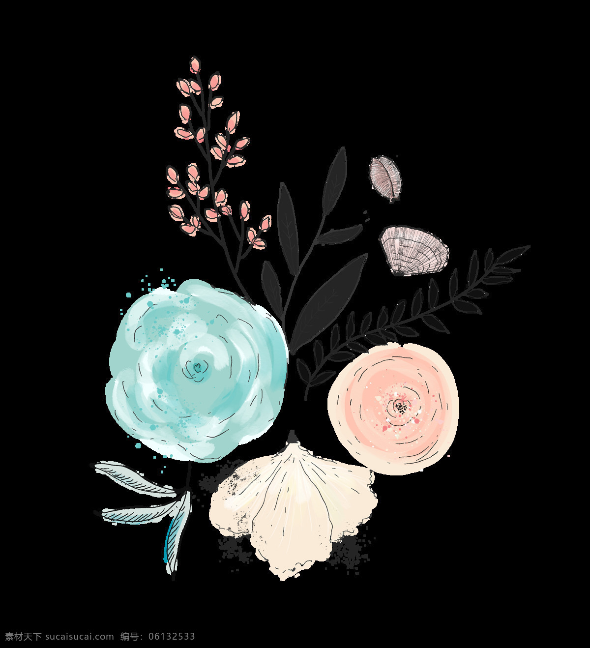 个性 创意 鲜花 免 扣 合集 蓝色 绿色 花朵 插画 水彩 粉色 红色 花束 花瓣 花卉 绿叶 叶子 植物 卡通 透明素材 装饰图案 淘宝 手账素材