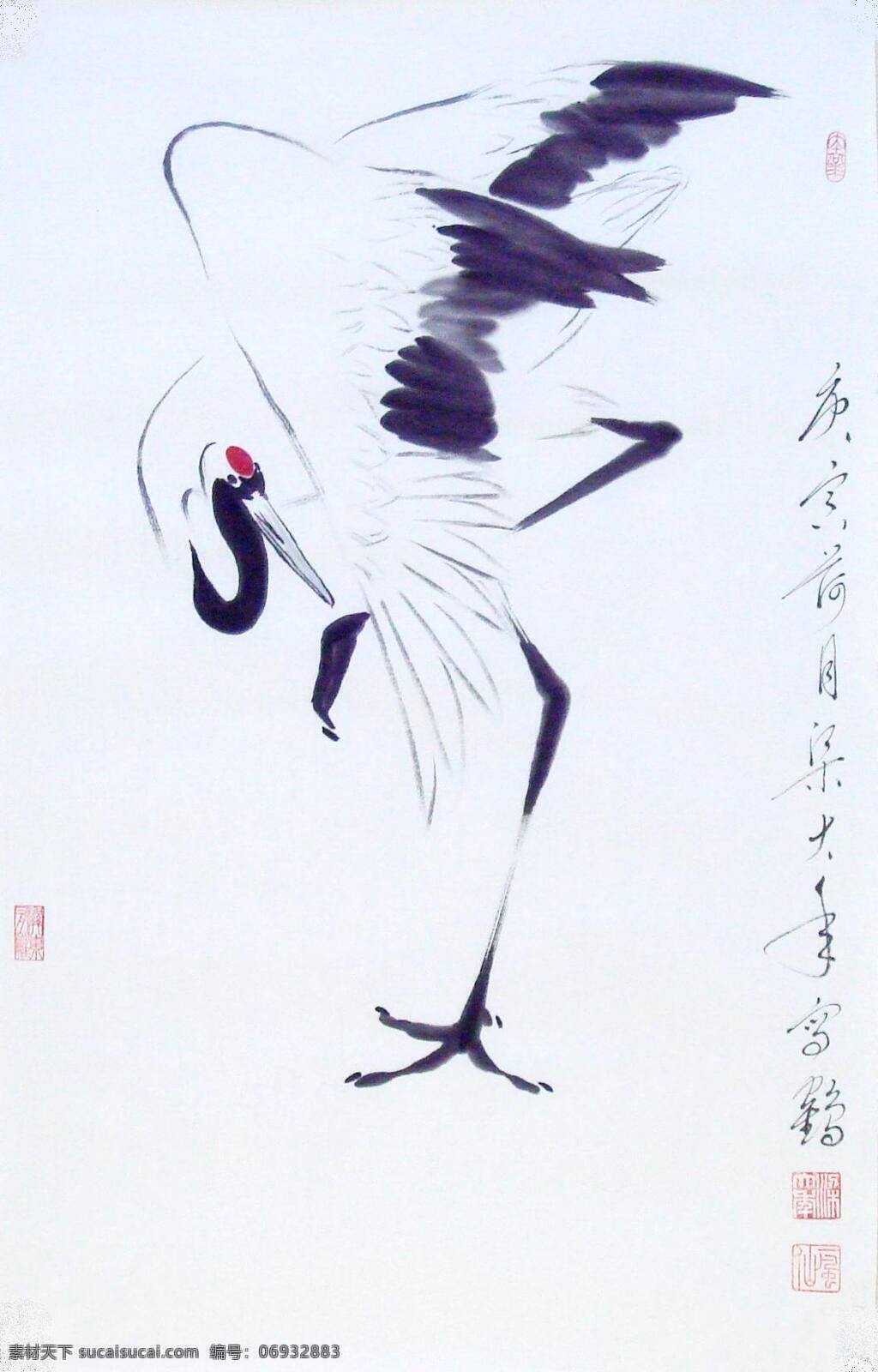 梁大年 国画 鹤 梁克民 一风山人 丹青 水墨 写意 丹顶鹤 仙鹤 美术 书画 日本鹤 japanese crane 风 山人 梁 大年 中国画 绘画书法 文化艺术