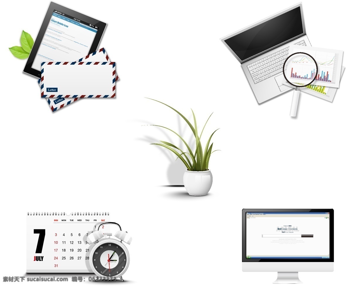 矢量 工作 电脑 信件 数据 日期时间