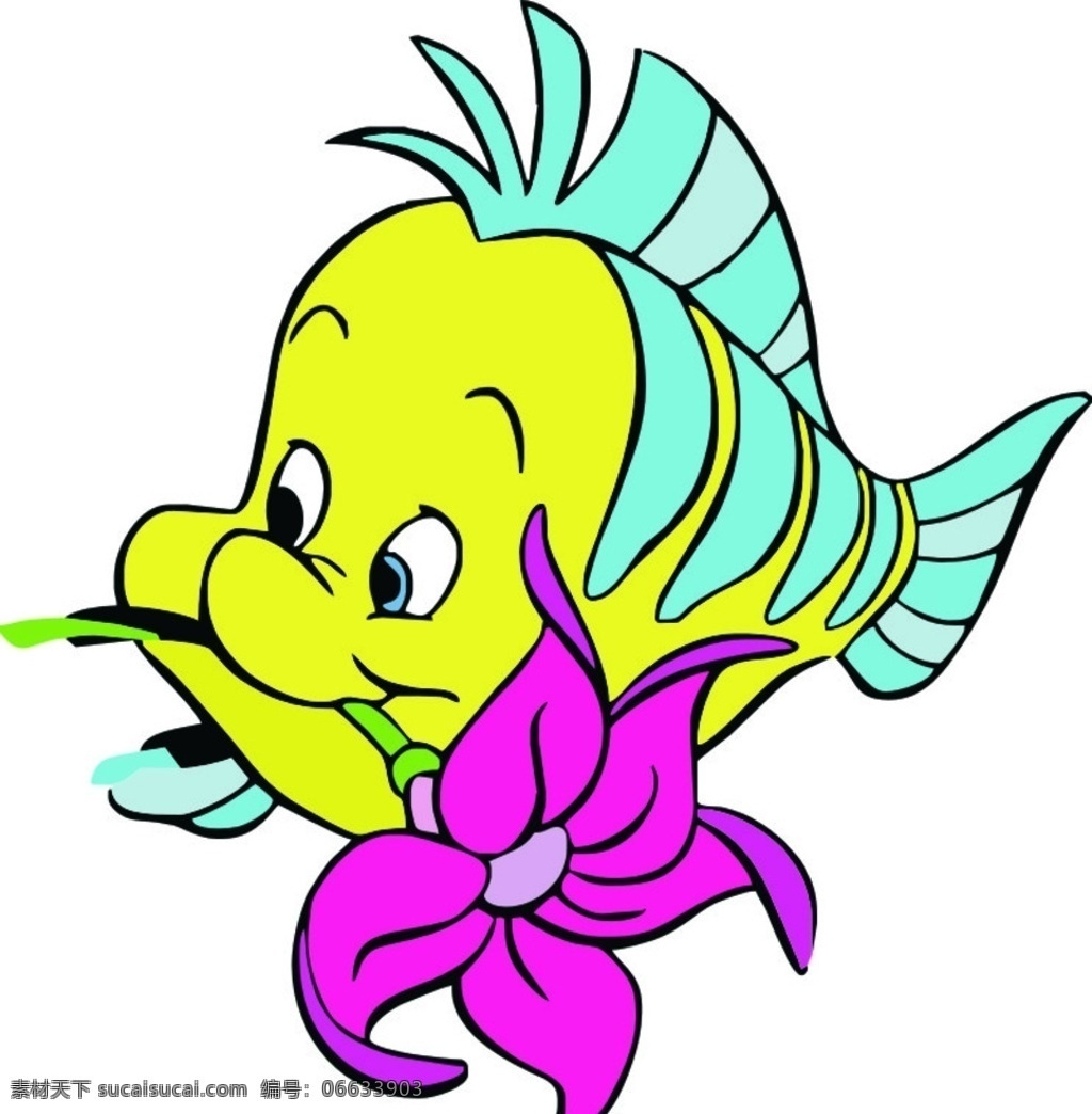 花 鱼 小鱼 小丑鱼 叼花 红花 小黄鱼 海洋生物 卡通类