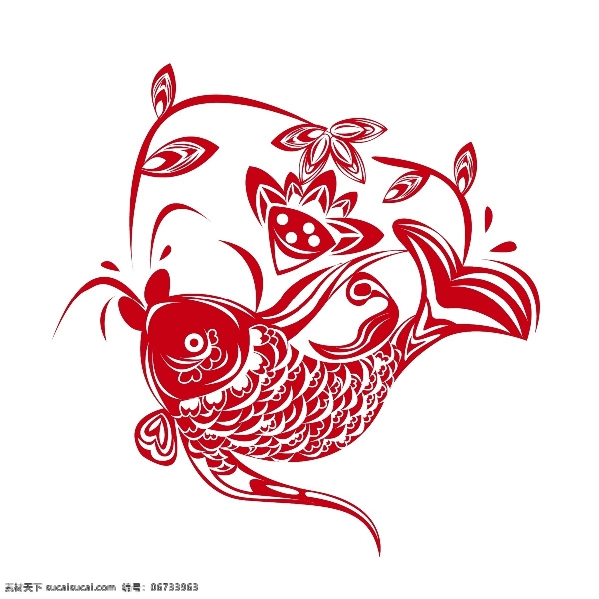 中国 风 喜庆 创意 鲤鱼 窗花 剪纸 商用 元素 婚礼 莲花 装饰 中国风 春节 国粹 手艺 锦鲤 红 吉祥 图形