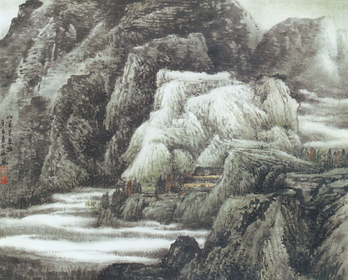 山 深 景 更 幽 图 风景画 工笔画 花鸟画 山水画 水墨画 中国画 山深景更幽图 文化艺术