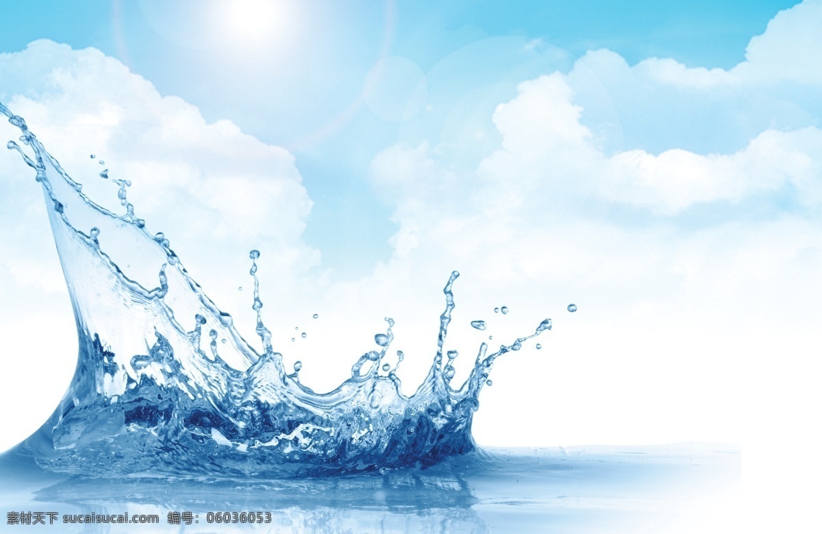水 天空 蓝背景 白色