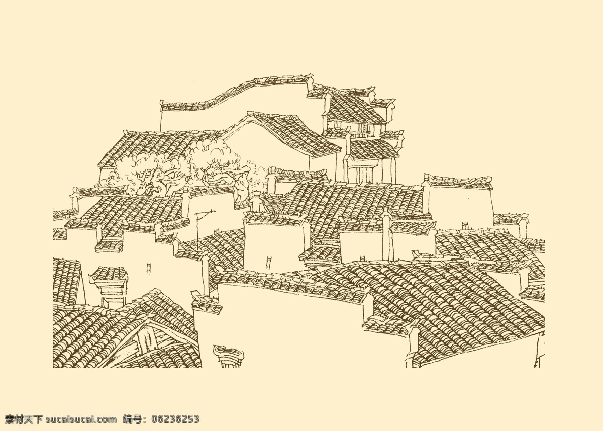 皖南古民居 白描 构图 建筑 古建筑 线描 勾勒 线条 民居 速写 钢笔画 徽派建筑 皖南 古 资料集 风景 分层 源文件