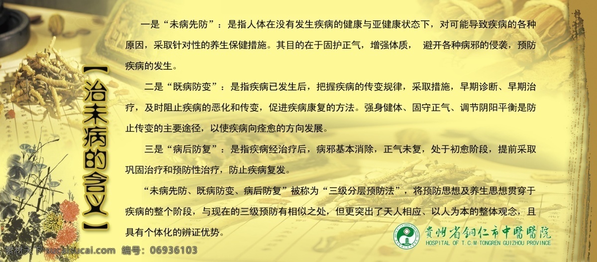 广告设计模板 黄色 菊花 其他模版 源文件 中药 治 未 病 含义 模板下载 治未病的含义 中医治未病 医道 事业单位 海报 其他海报设计