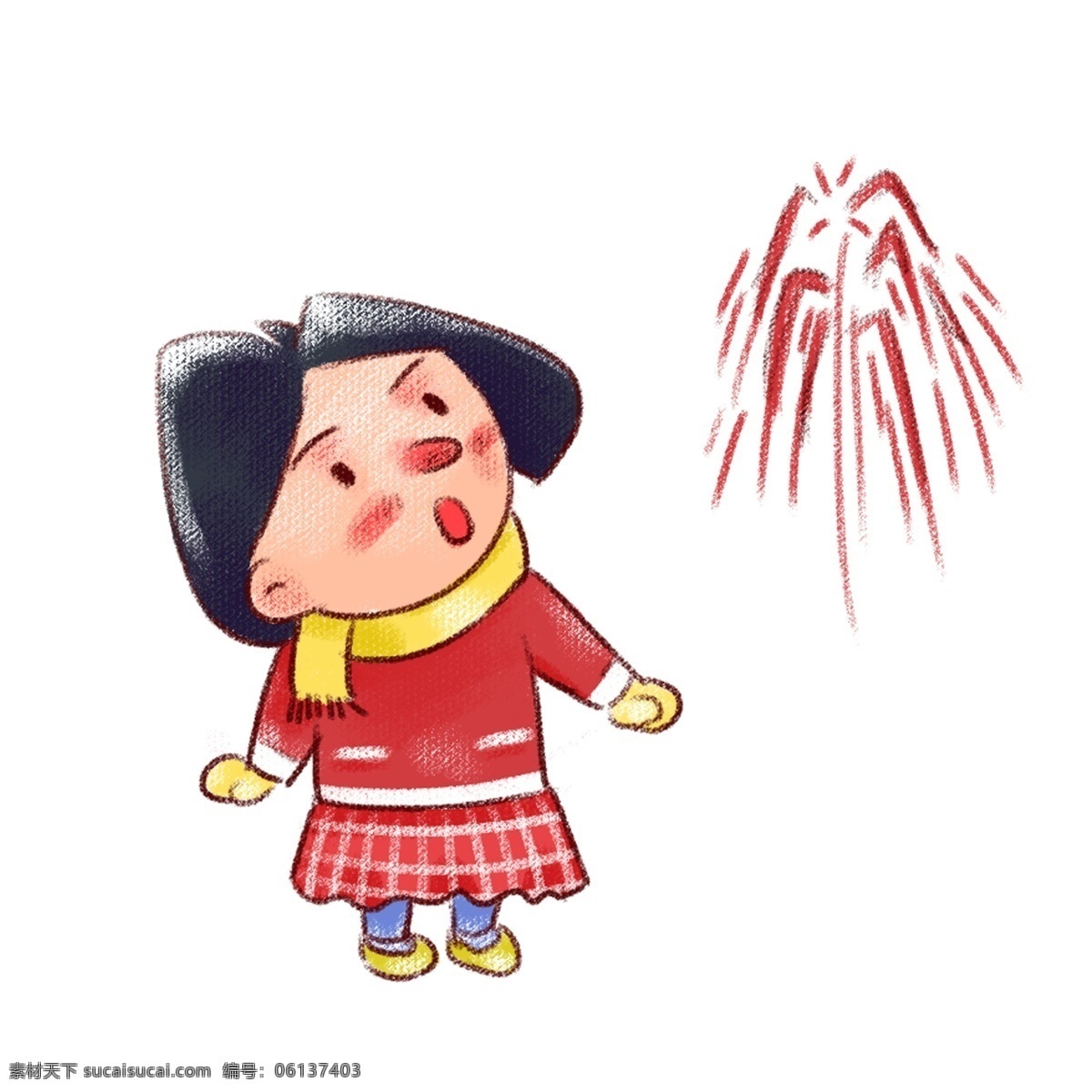 手绘 众 古风 复古 新年 迎新 春 年画 系列 观景 免 扣 中国风 蜡烛 红色 黄色 蝴蝶结 复古风 小女孩儿 迎新春 钱袋子 打灯笼 围巾