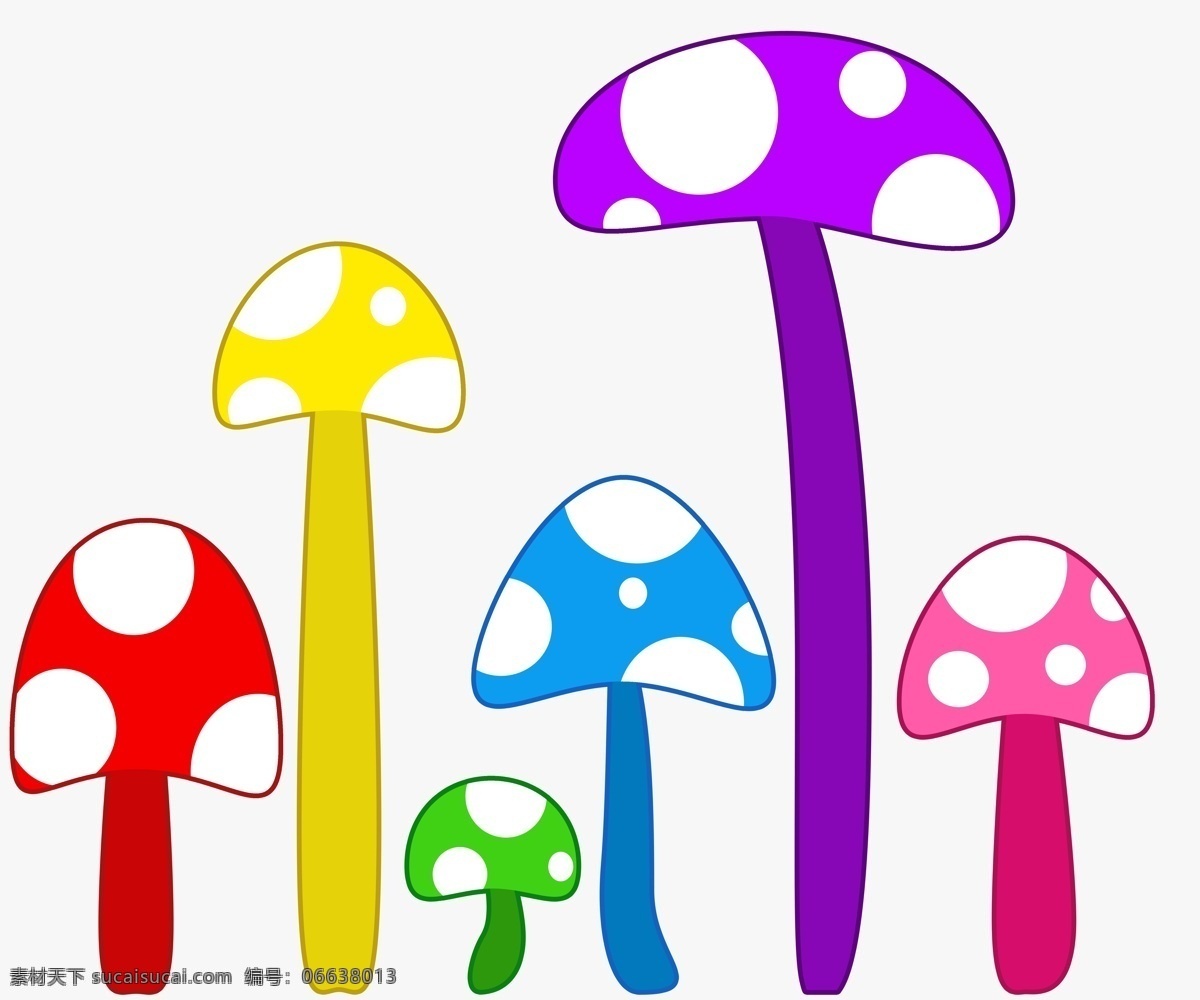 五彩蘑菇 卡通 五彩 彩色 可爱 蘑菇 动漫动画