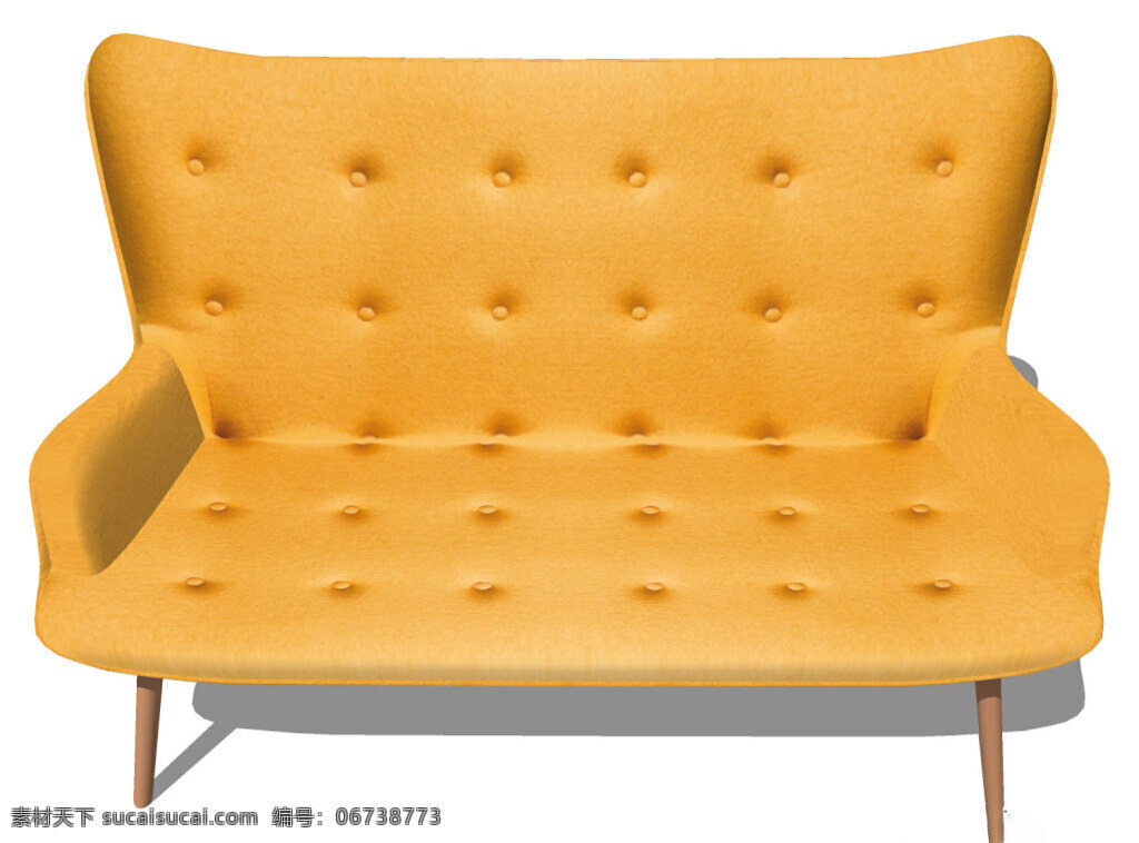 家居 客厅 黄色 沙发 su 模型 3d模型 家居效果图 效果图 单体模