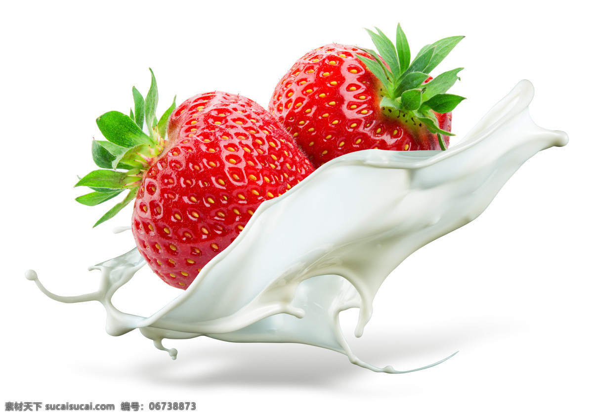 草莓 飞溅 牛奶 水果 美味飞溅 新鲜 生物世界