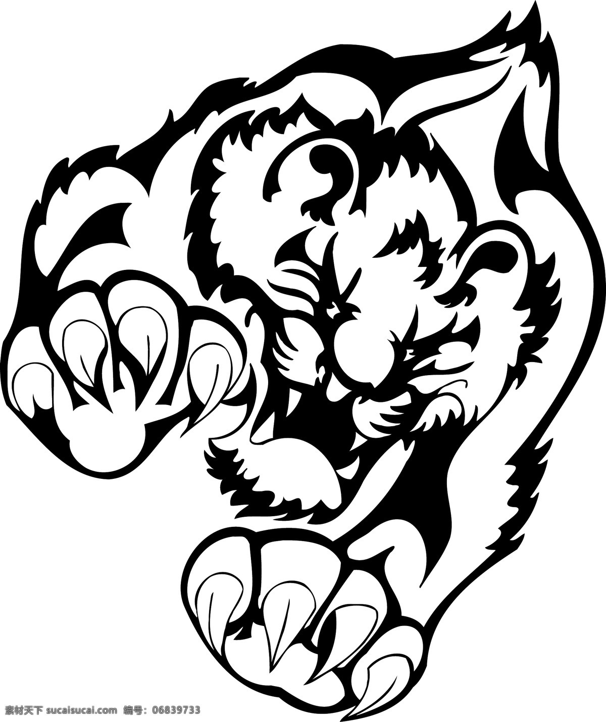 黑白 简单 纹身 猎豹 矢量 力量 威武 野性 雄壮 矢量图 其他矢量图