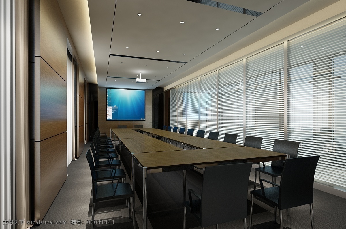 欧式 风格 会议 办公 空间 效果图 室内设计 室内装饰 模型 简约 会议室 最新 2018 投影幕