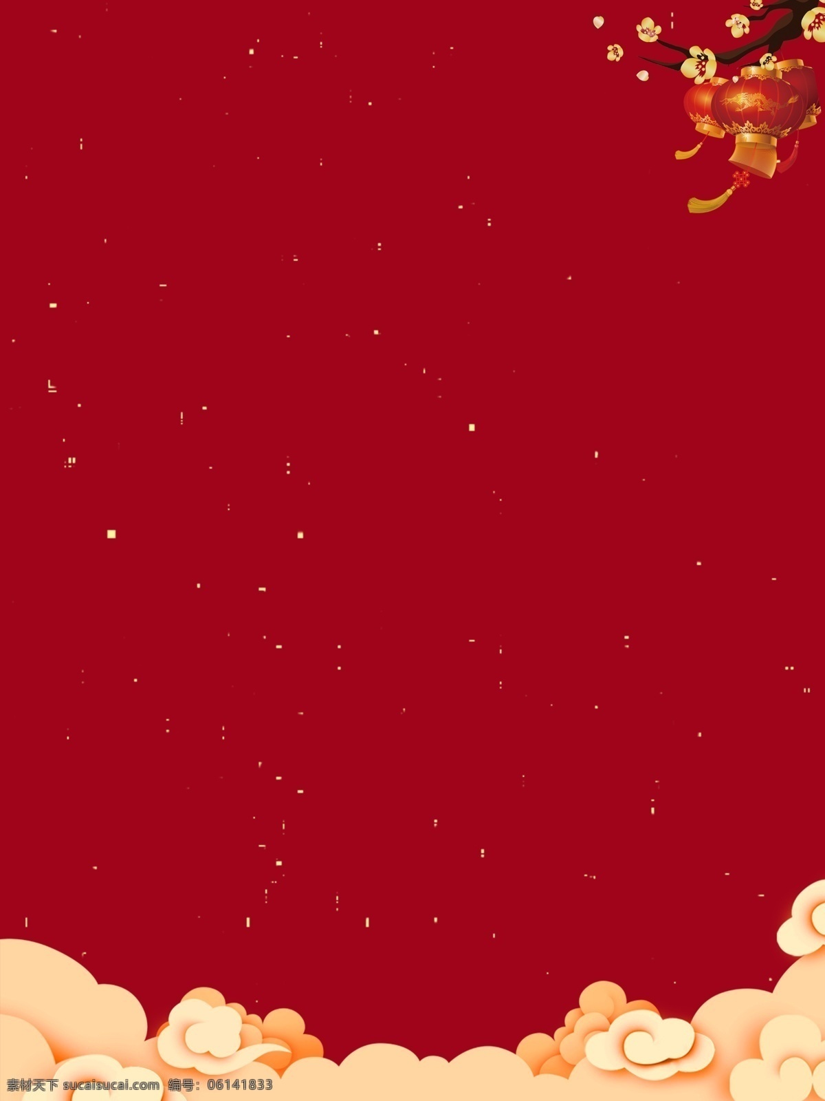 红色 2019 新年 展板 背景 花枝 灯笼 喜庆 新年快乐 背景展板 猪年素材 猪年模板