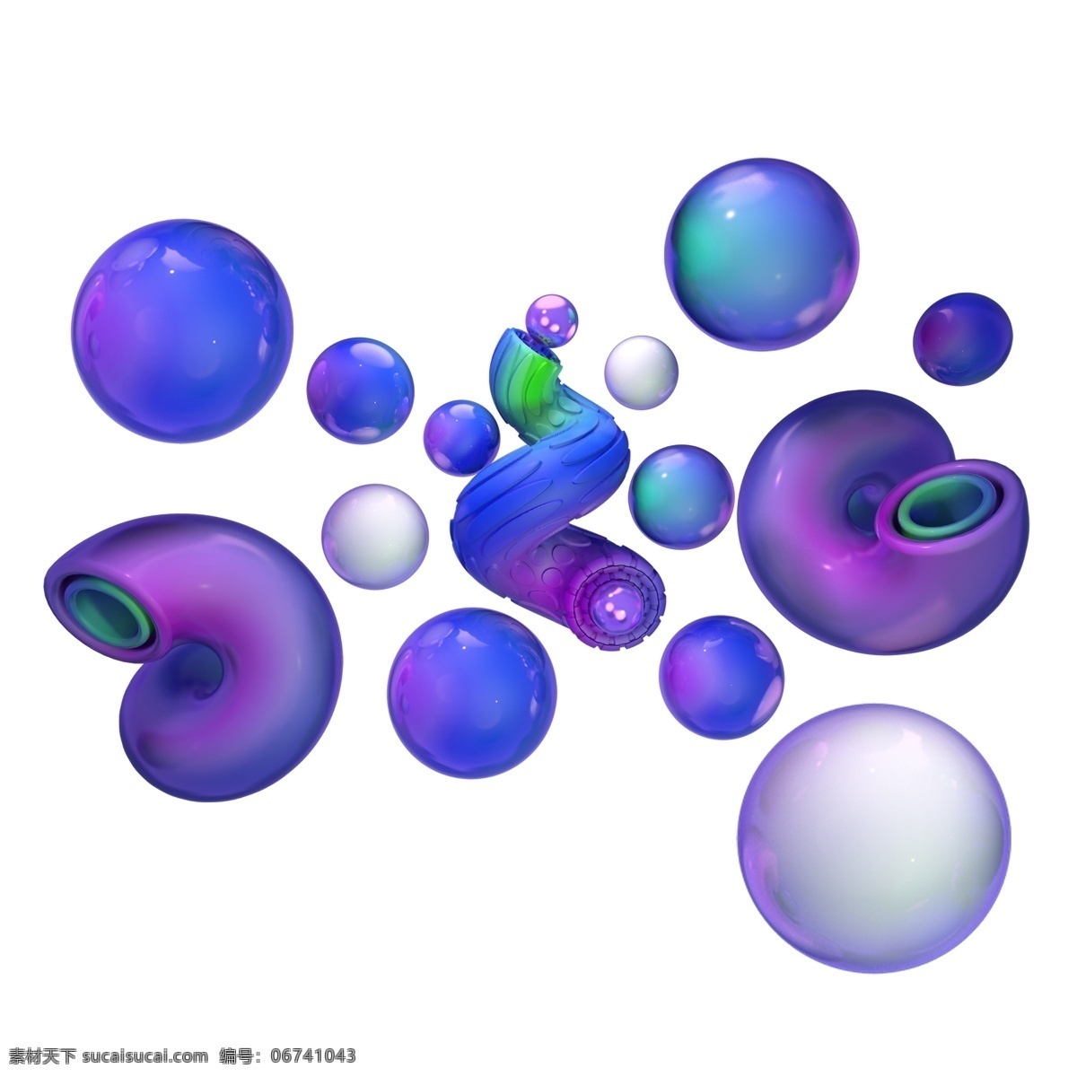 c4d 电商 风 质感 玻璃 球体 双十一 螺旋混合立体 管道 空间感 免抠图 渐变 彩色 绚丽 促销