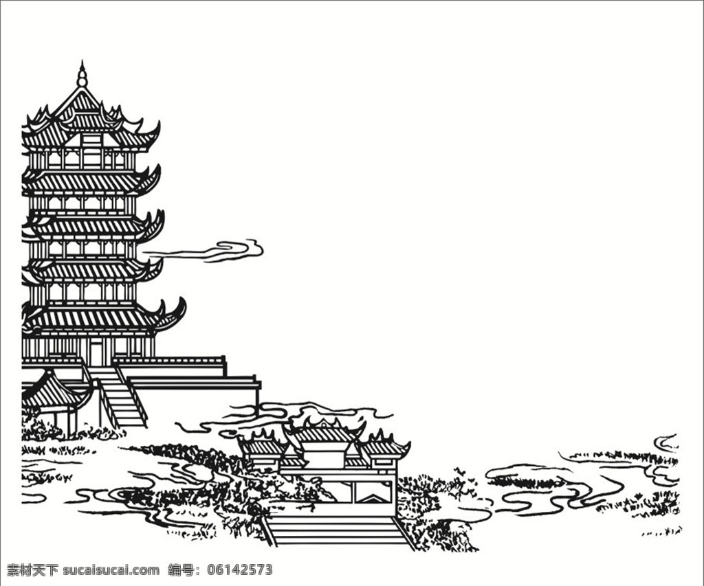 五 层 宝塔式 中国 风 古楼 线条 图形 五层宝塔式 中国风 生活百科