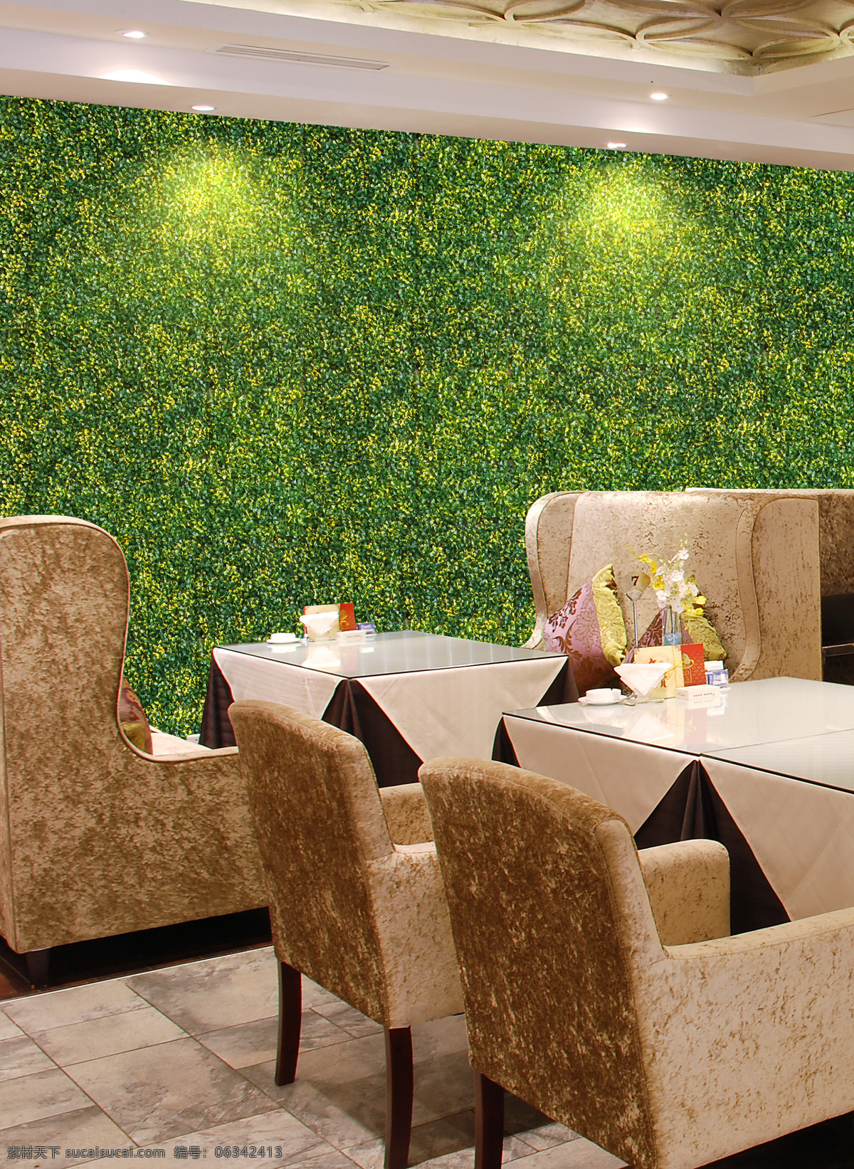 墙面 餐厅装饰 环境设计 绿色 室内设计 植物 装饰 植物背景墙 仿真叶子 仿真植物 家居装饰素材
