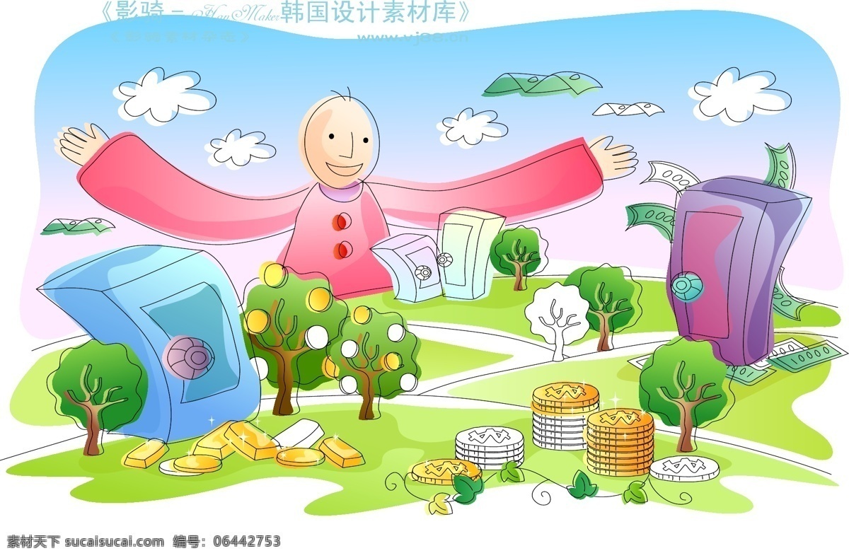 儿童 线条 插画 hanmaker 韩国 设计素材 库 花纹 时尚 底纹 矢量 儿童线条插画 小孩 游玩 卡通 童话 矢量人物