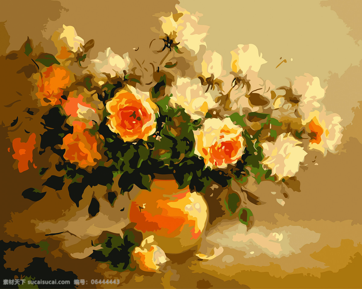 静物花朵 美术 油画 静物画 花木 花朵 鲜花 玫瑰花 数字油画 文化艺术 绘画书法
