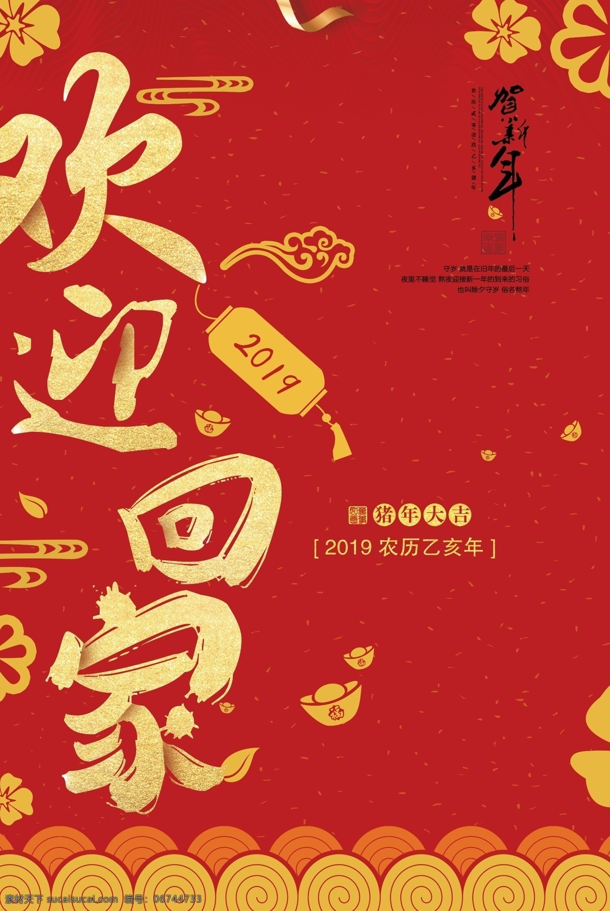 欢迎回家 2019 2019年 猪年大吉 贺新年 农历 乙亥年 展板