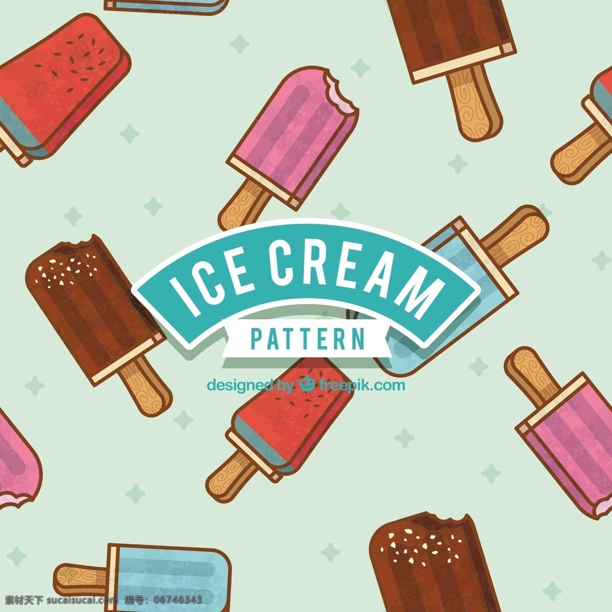 线型 冰淇淋 图案 背景 食物 夏季 平板 冰 无缝图案 甜 平的设计 甜点 图案背景 奶油 吃 无缝 风格 季节 美味 味道