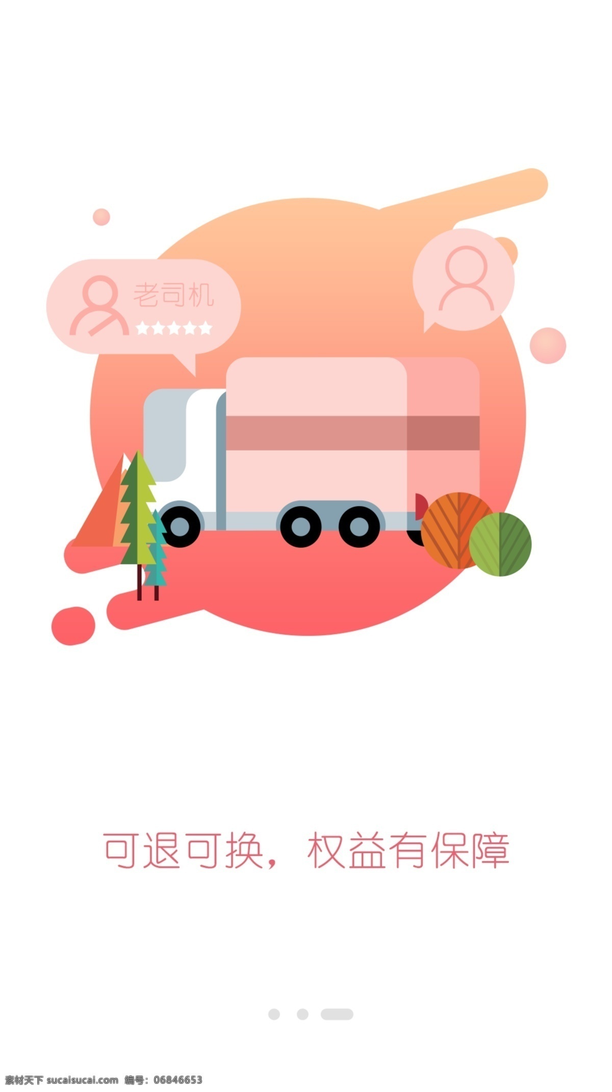 手绘 小车 物流 退换货 app 引导 页 app引导页 退换 源文件