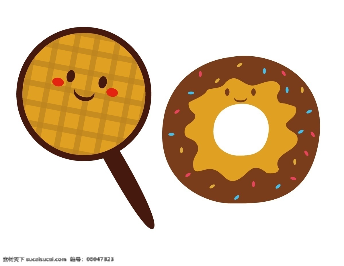 卡通 甜甜 圈 甜品 元素 美食 甜甜圈 笑脸 手绘 巧克力 ai元素 矢量元素