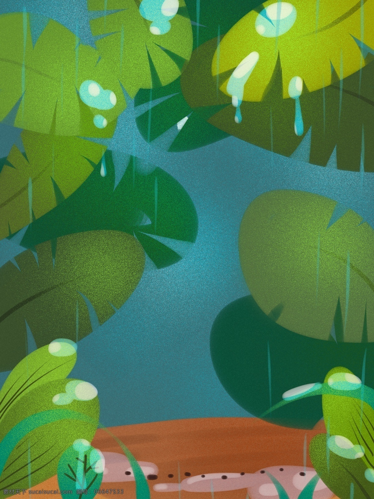 手绘 绿色植物 风景 插画 背景 森系 小清新背景 植物背景 植物花卉 水彩背景 通用背景