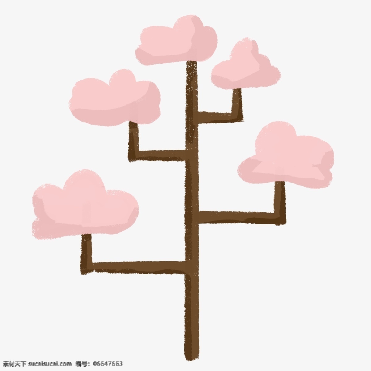 简约 粉色 小树 插画 海报 免 抠 元素 粉色树叶 几何 棕色 植物 手绘 背景 小清新 森林 夏天