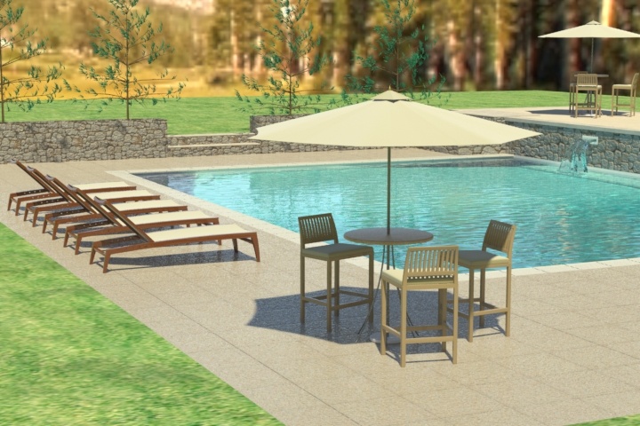 renderign 例子 室外 游泳池 区 场景 渲染 池 outddor 实例 3d模型素材 建筑模型