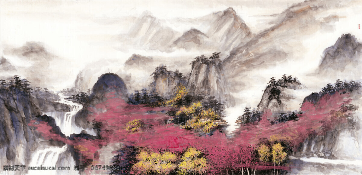 山水画 水墨画 国画 山水 水墨 古风 水墨山水 文化艺术 绘画书法