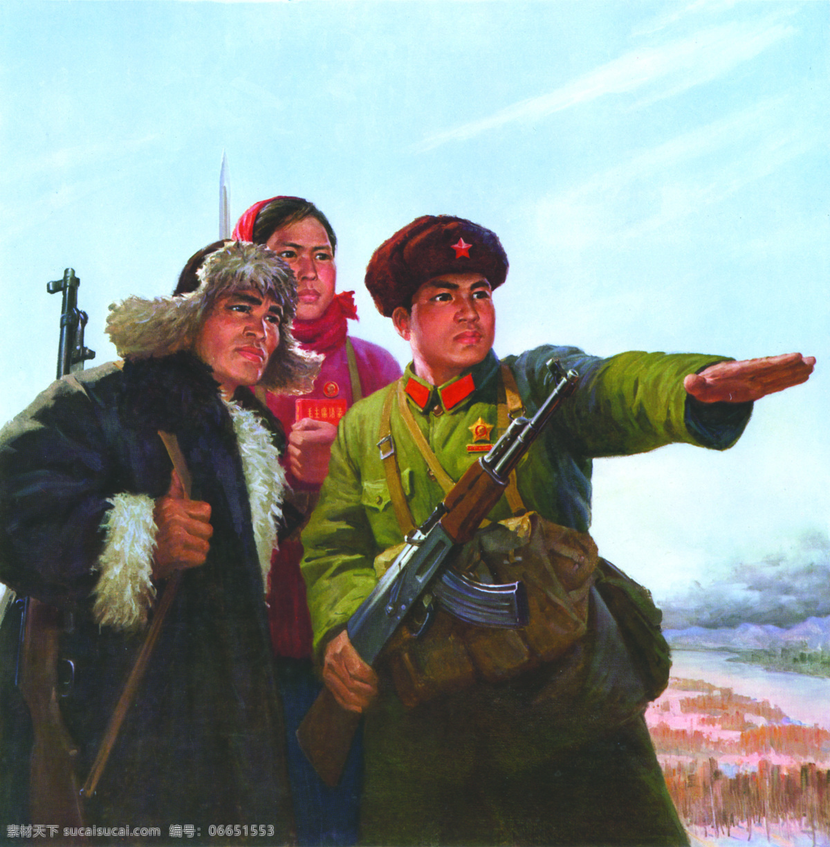 珍藏版 文革 时期 宣传画 解放军 旧海报 保卫边疆 其他海报设计