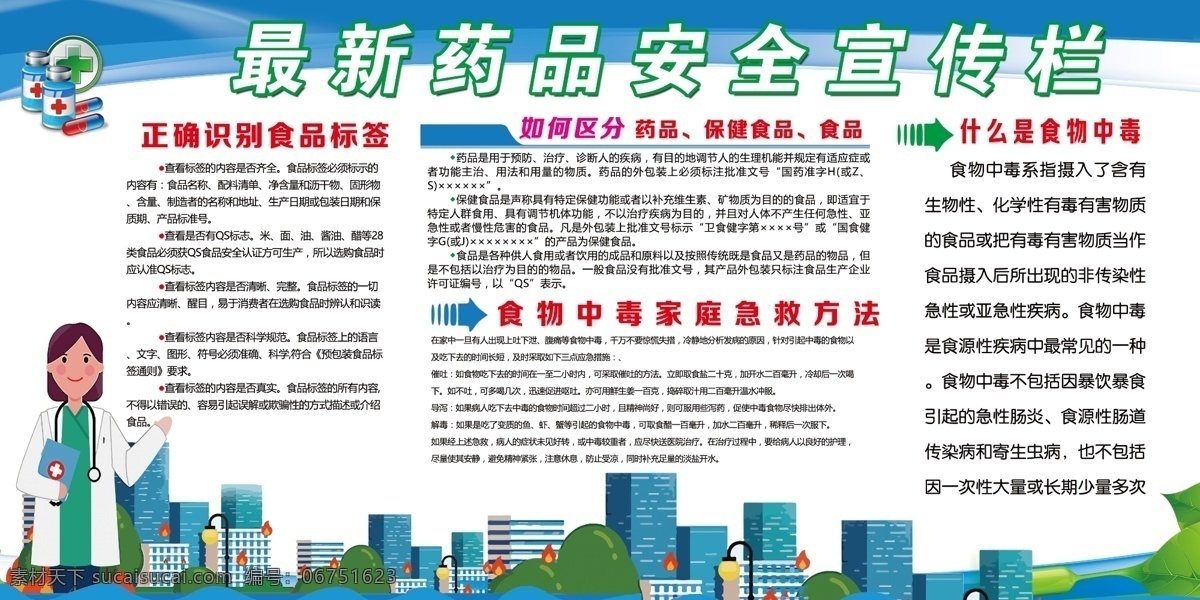 蓝色 药品 安全 宣传 展板 城市 宣传栏 免费展板 免费背景 医生宣传 蓝色素材 讲解 用药安全 医学用品 健身 卫生 习惯 宣传安全 药品宣传 蓝色宣传