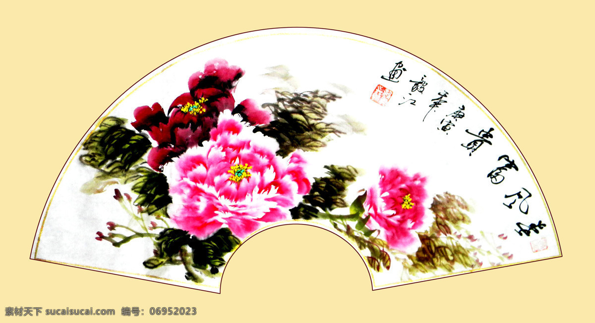 彩墨画 国花 国画艺术 花卉 绘画 绘画书法 美术 牡丹花 春风富贵 中国画 牡丹画 扇画 书法 印章 国画牡丹3 文化艺术 装饰素材 雕刻 图案
