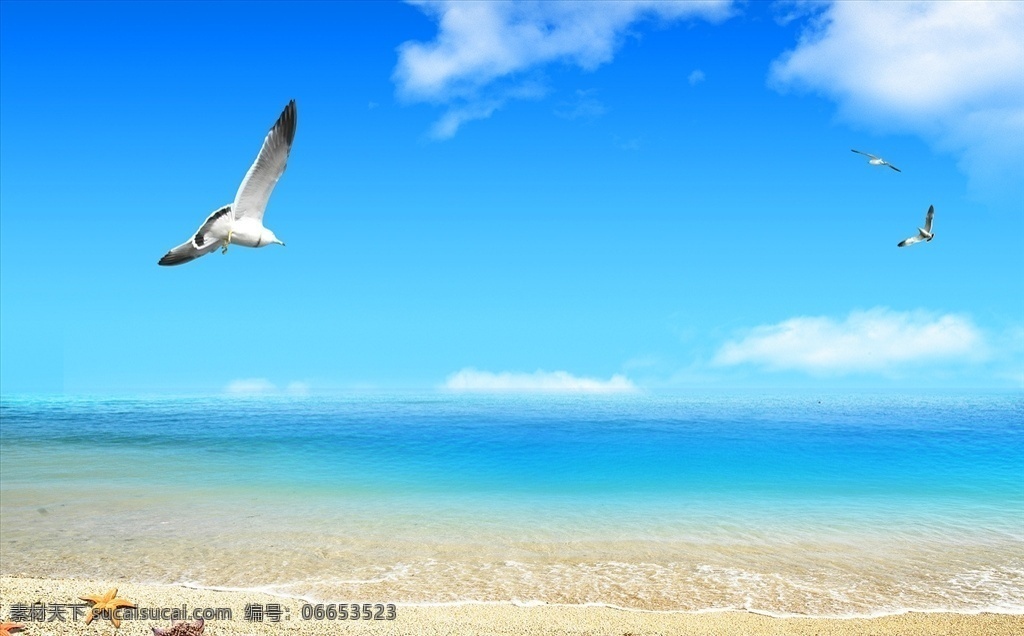 海洋背景 海星 贝壳 沙滩 落日 阳光 天空 海 海边 贝壳素材 海星素材 唯美 意境 沙滩背景 风景装饰画 山水装饰画 分层