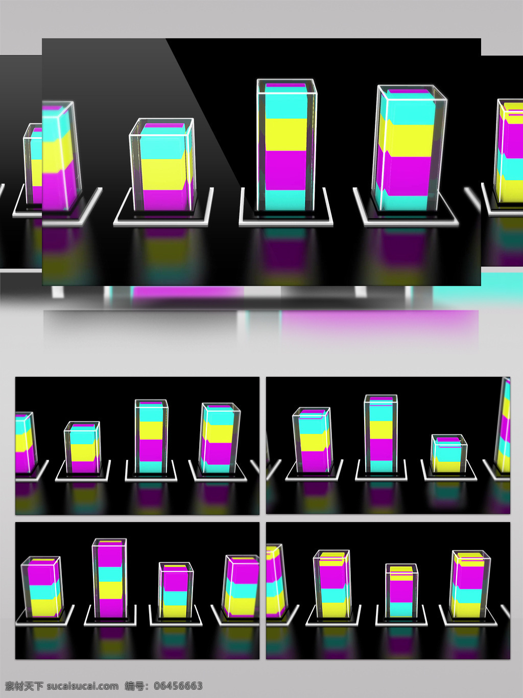 彩色 立体 柱 形 视频 正方体 光芒 视频素材 动态视频素材