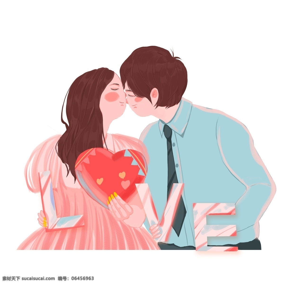 浪漫 唯美 接吻 情侣 人物 插画 商用 元素 情人节 七夕 新郎 新娘 婚礼季 love 爱情 人物设计 插画设计 手绘