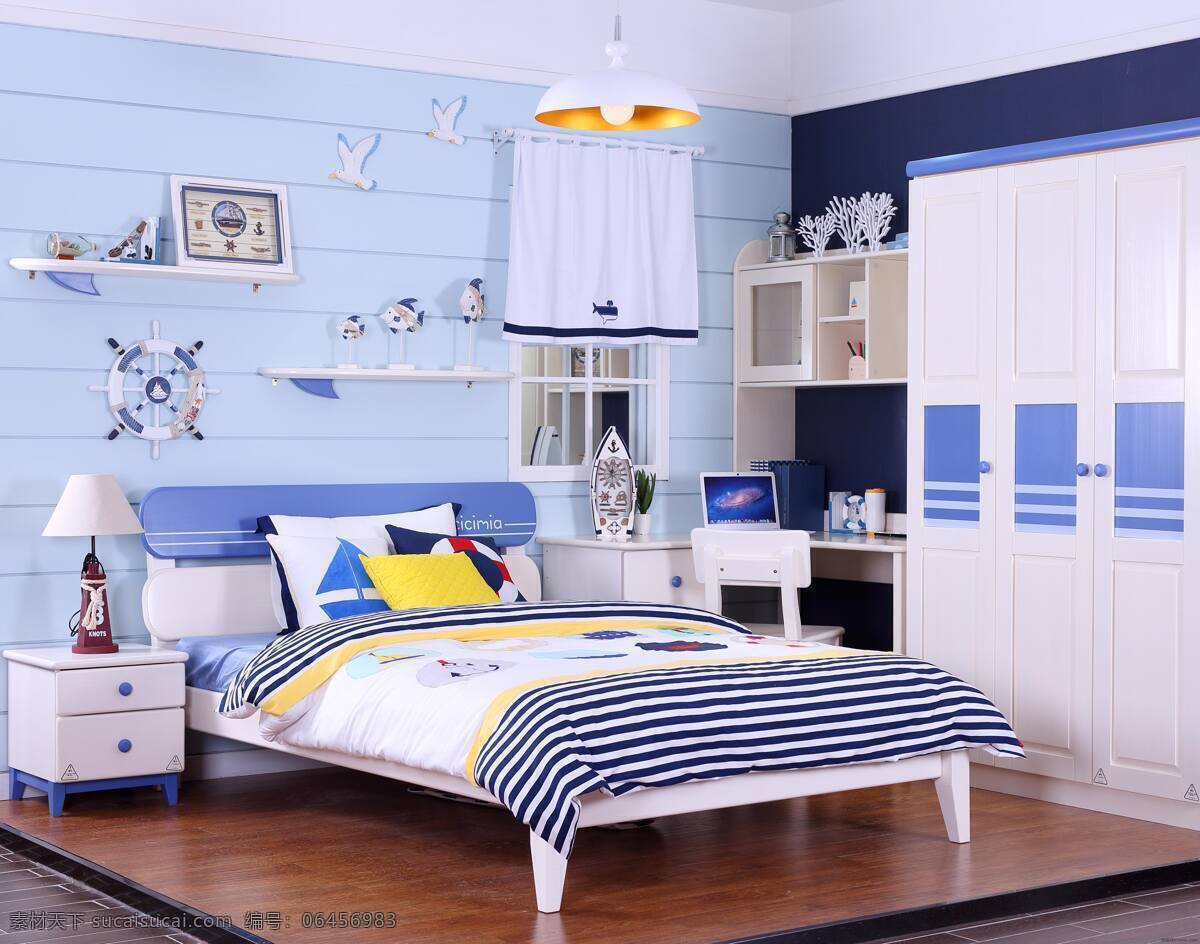 儿童 房 家具 效果图 儿童房 房间 衣柜 床 蓝色 地中海风格 家具展示 墙纸 壁纸 壁画 室内装修 生活百科 家居生活