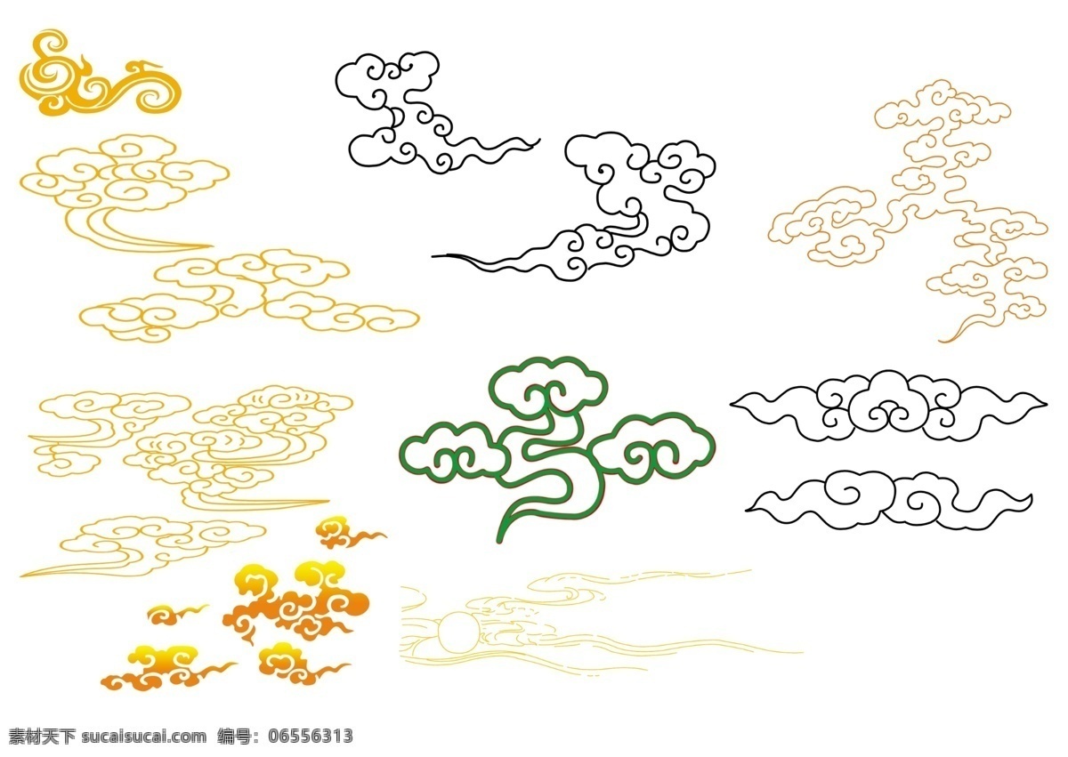 祥云素材 模版下载 花纹 古典花纹 线描花纹 中国元素 云朵纹样 云 文化 条纹线条 底纹边框 风景 源文件