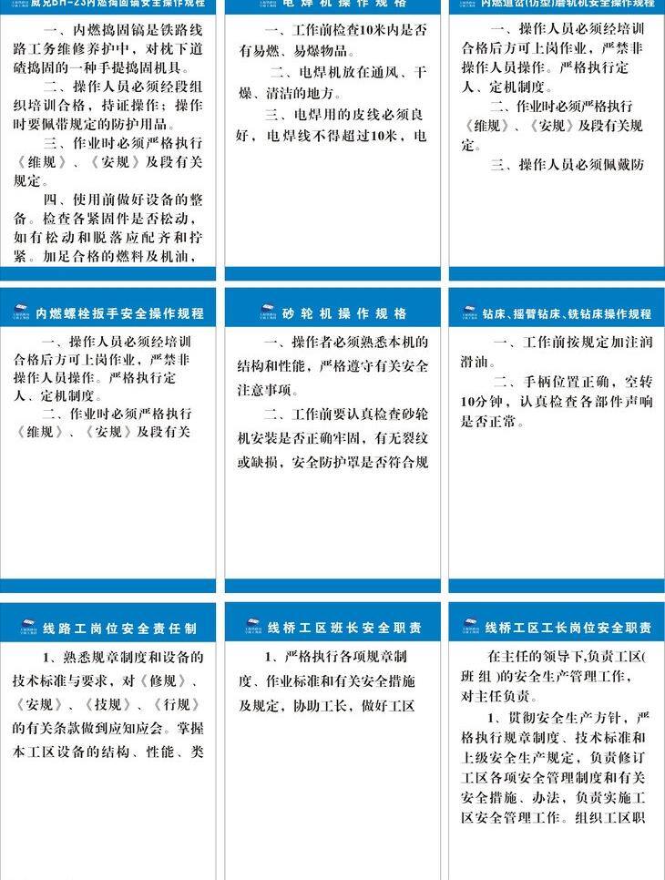铁路局 简单背景 蓝色底图 展板底图 制度牌 铁路局标志 电焊机操作 砂轮机操作 岗位安全制度 矢量 其他展板设计