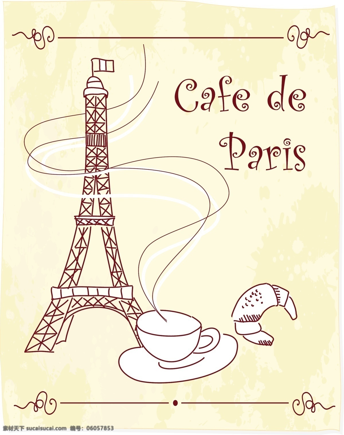 巴黎 咖啡馆 巴黎咖啡馆 矢量图 日常生活