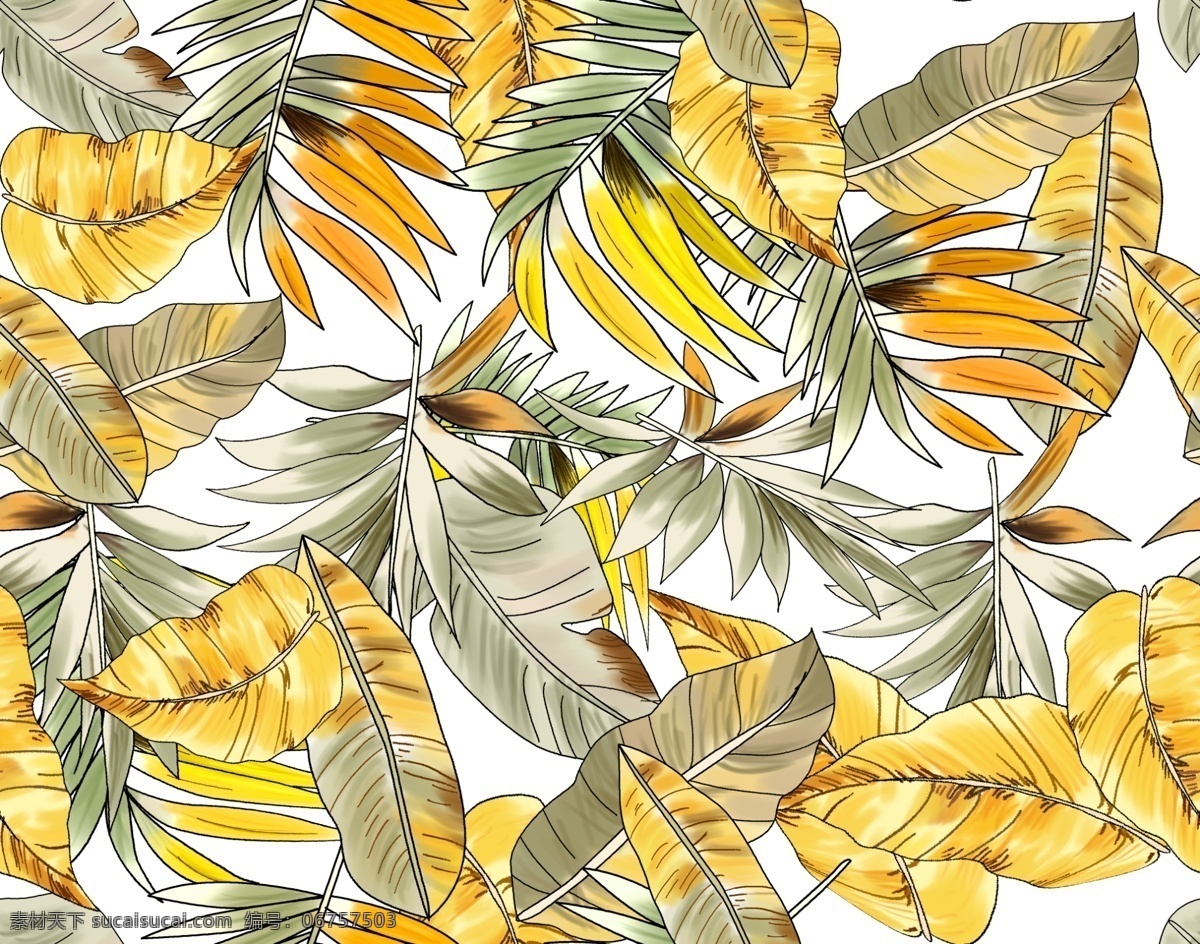 热带叶子 热带风情 棕榈 女装 印花 原创作品 文化艺术 绘画书法