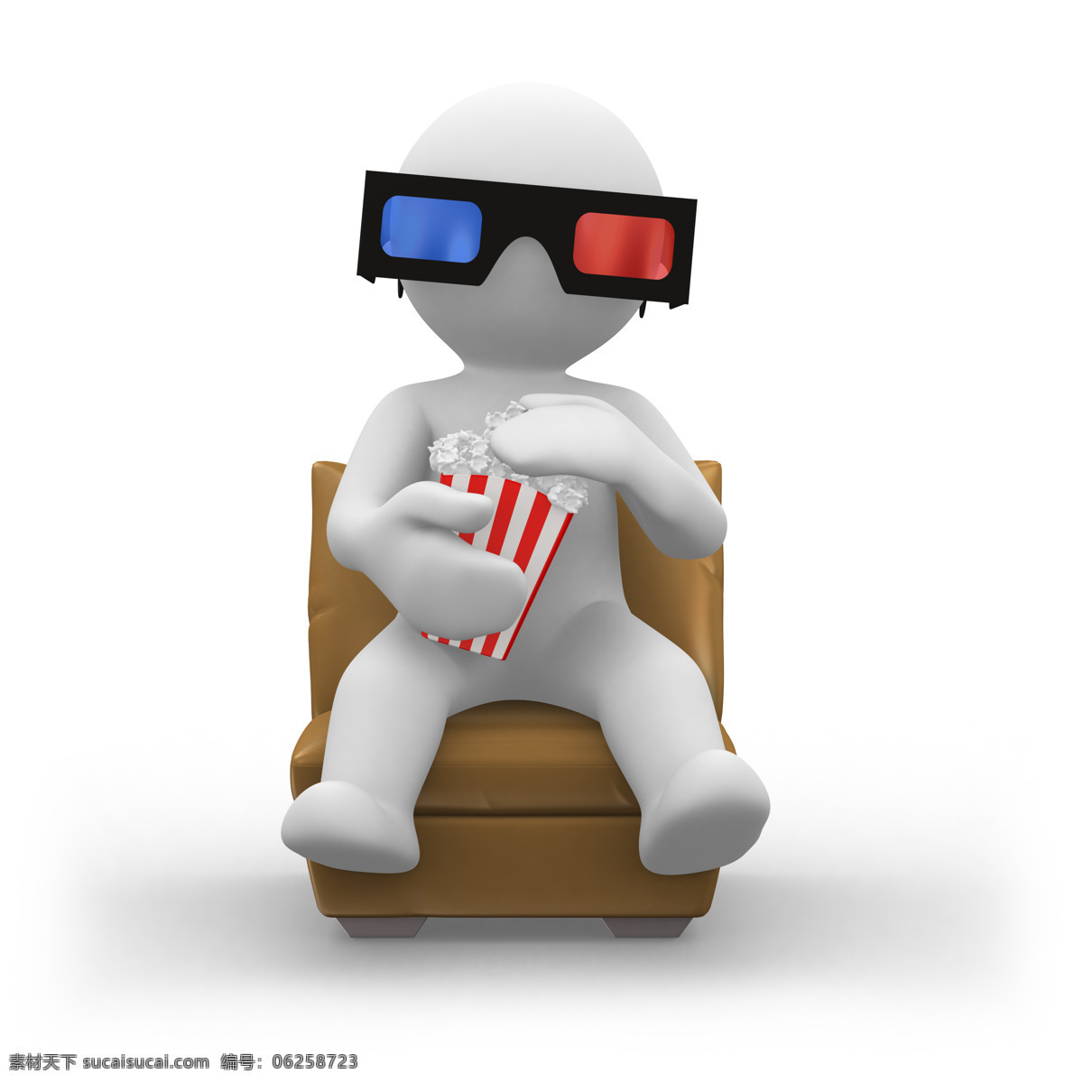 看 3d 电影 小人 爆米花 3d眼镜 3d电影 椅子 电影院 3d白色小人 影音娱乐 生活百科