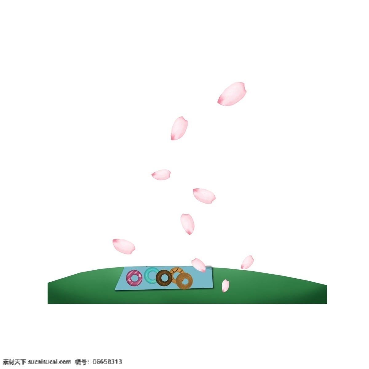 草地 通用 词 野餐垫 甜甜 圈 通用词 野餐 粉色花瓣 甜甜圈 装饰图案 卡通手绘 免扣图png
