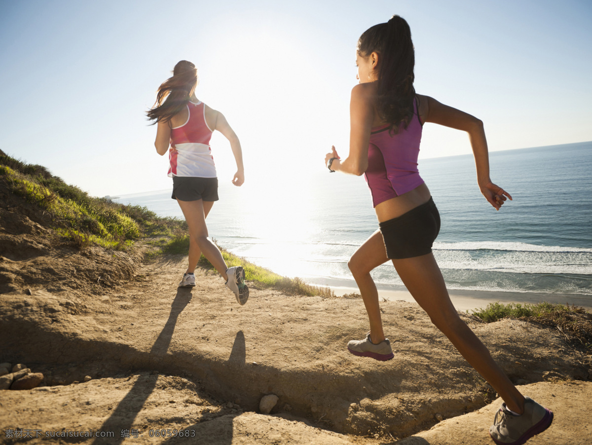 跑步 运动 健康 女人 海边 文化艺术 体育运动
