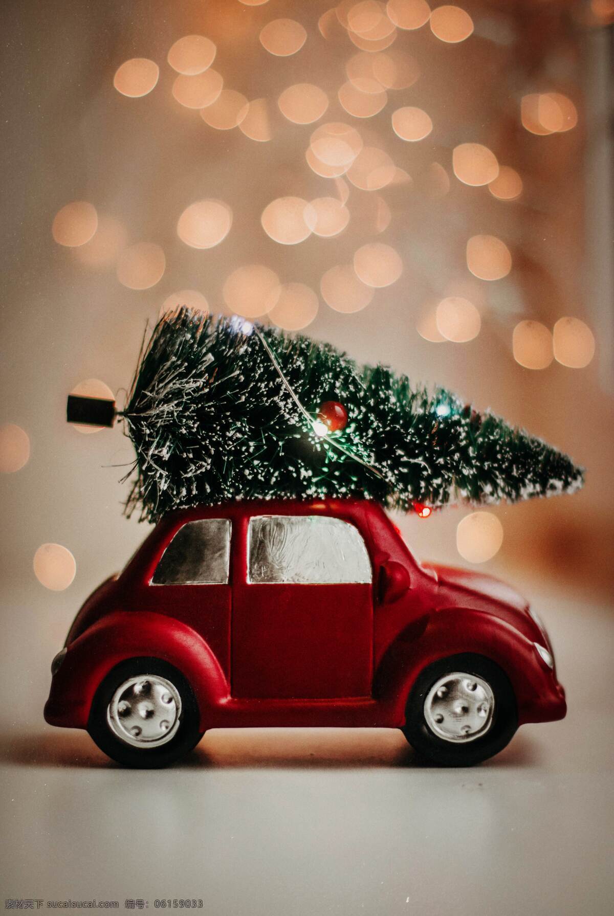 圣诞车车 红色车 玩具 圣诞树 玩具车 红色 圣诞元素 文化艺术 节日庆祝