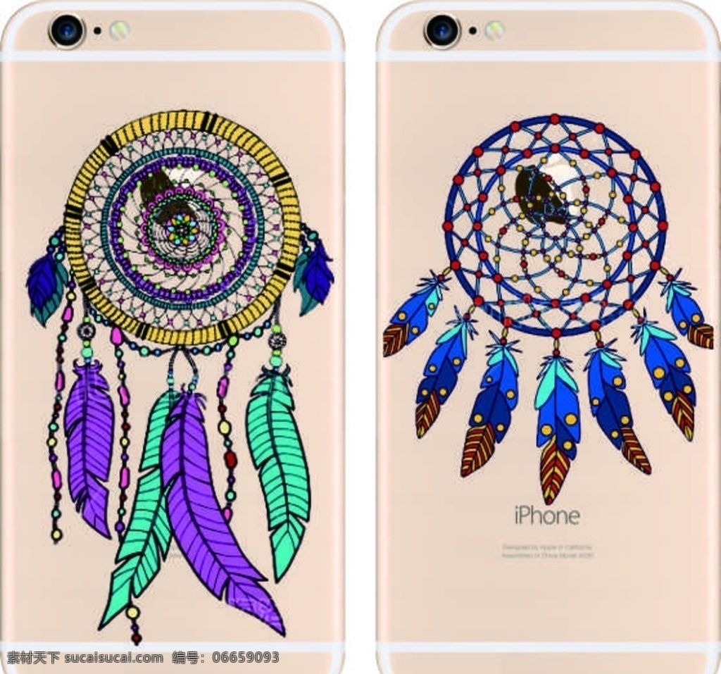 彩绘手机壳 时尚 手机套 彩印 打印 捕梦网 羽毛 sky 包装设计