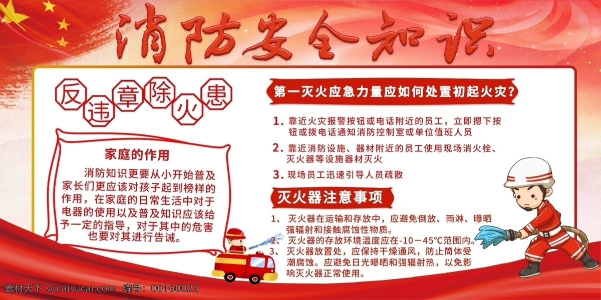 党建 消防 公益 展板 防火 安全 教育 红色 消防知识展板 展板设计
