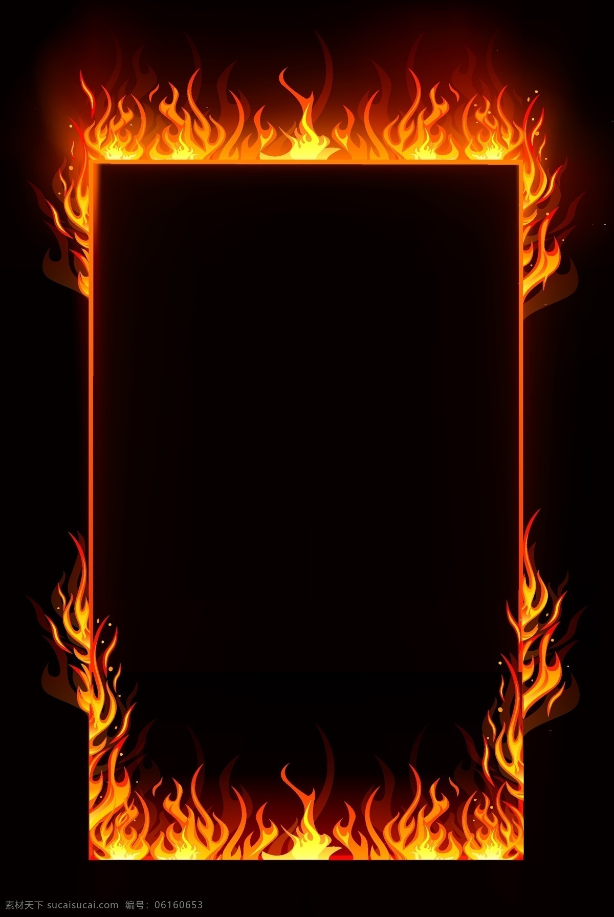 矢量 燃烧 火焰 边框 创意 黑色 橙色火焰 火苗 火焰边框 火 火元素 质感 大气 欧式 火海