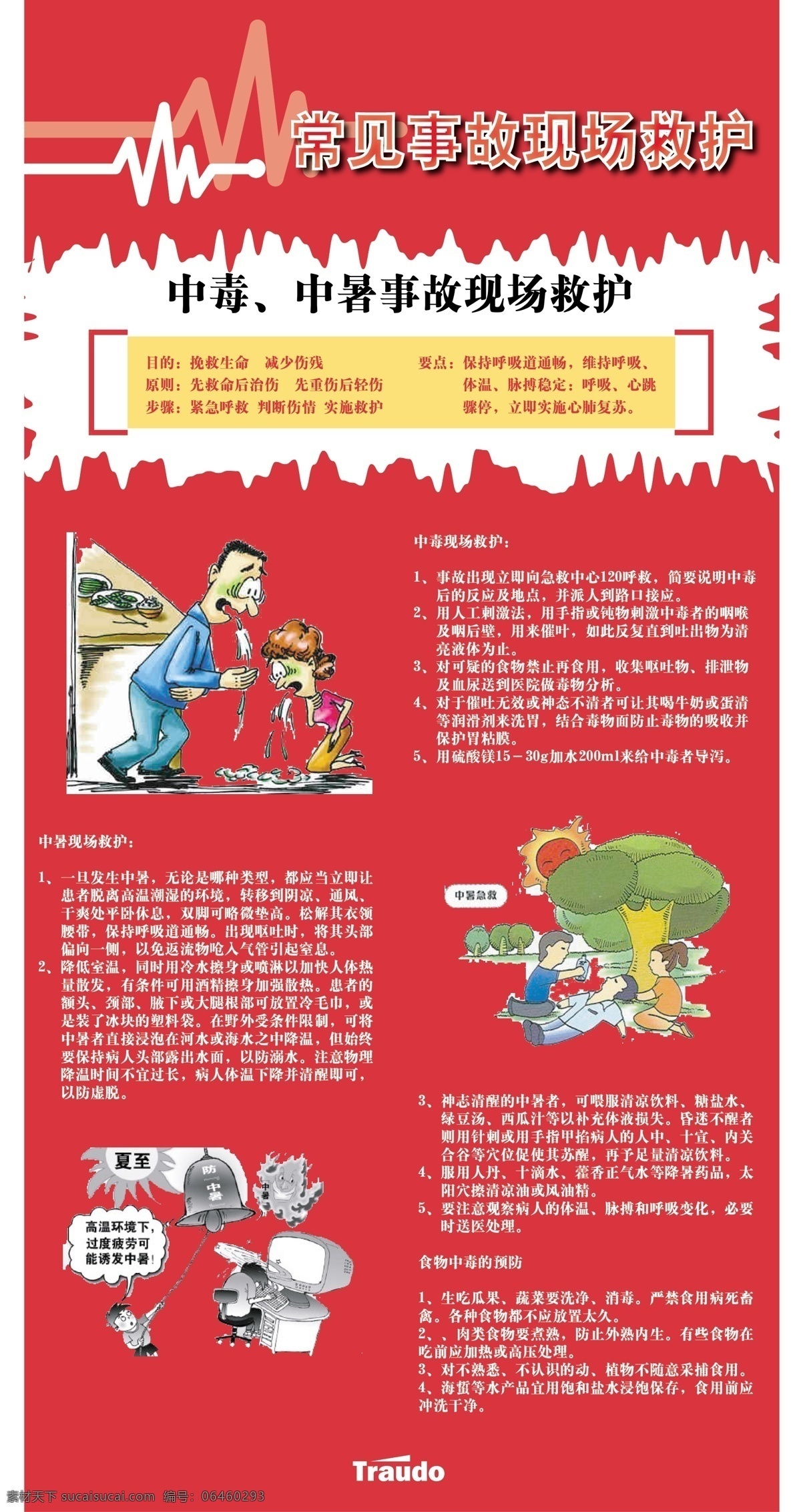 中毒 中暑 事故 现场 救护 宣传 图 安全 宣传图 展板模板 矢量 其他展板设计